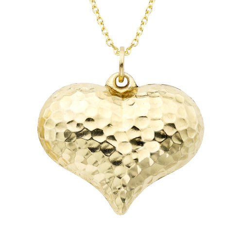 14k Gold Puff Heart Charm Necklace Official Gemz