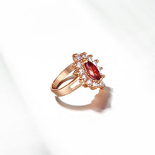 Load image into Gallery viewer, 18K Rose Gold Plated Arlette Red Cluster Starbust Ring Official Gemz
