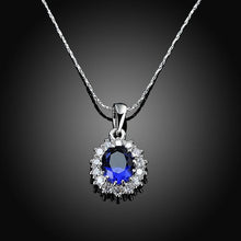 Load image into Gallery viewer, 3.55 CTTW Sapphire Oval Cut Necklace Set in 18K White Gold Plated Official Gemz
