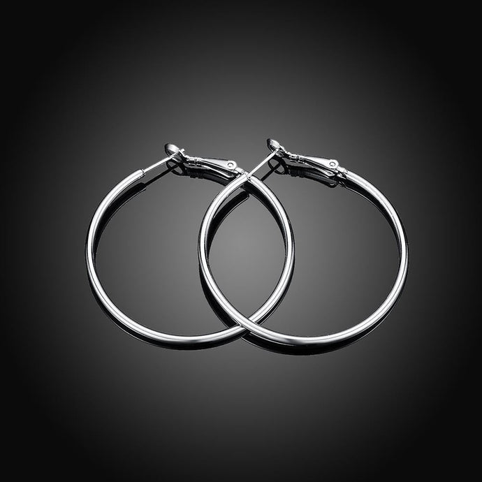 42mm Round Hoop Earring in 18K White Gold Plated Official Gemz
