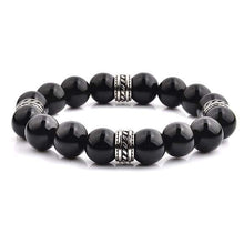 Load image into Gallery viewer, Crucible Stainless Steel Polished Onyx Beaded Stretch Bracelet Official Gemz
