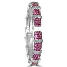 Load image into Gallery viewer, Face-off Zirconite Crystal Pave Hinged Classic Bangle Bracelet Official Gemz
