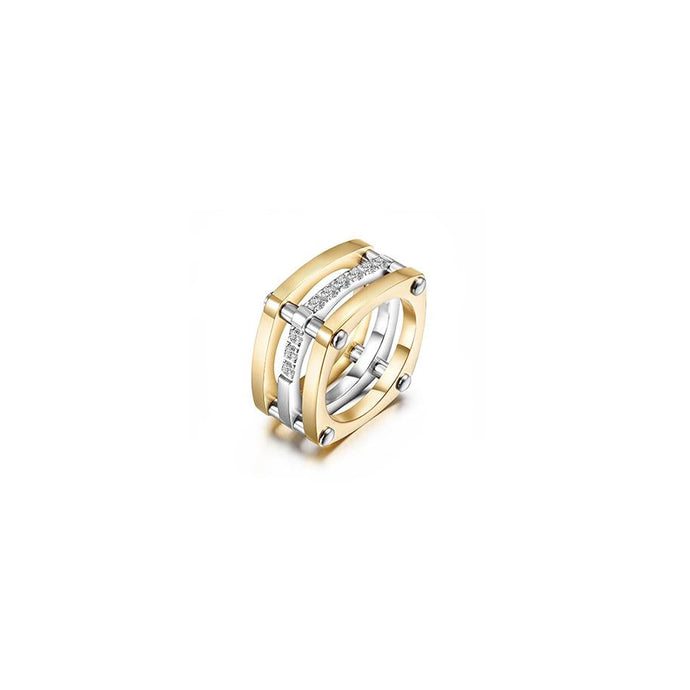 Gold Cocktail Paralleled CZ Bar Ring Official Gemz