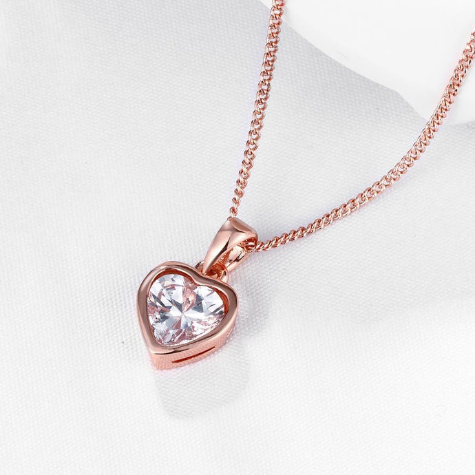 Heart Necklace in 18K Rose Gold Plated Official Gemz