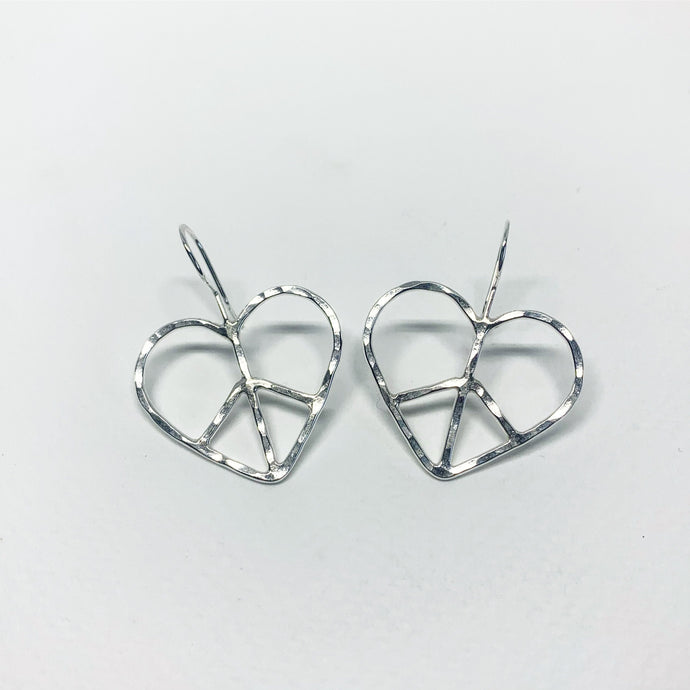 Heart Shaped Peace Sign Earrings Official Gemz