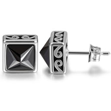 Load image into Gallery viewer, Men&#39;s Black Square Stud Earrings Official Gemz

