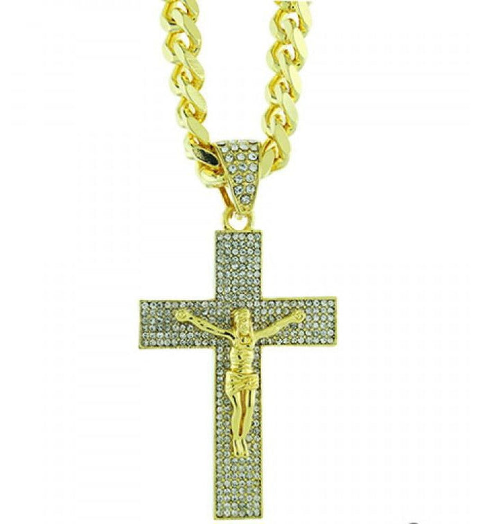 Men's Gold Chain & Cross Pendant Official Gemz