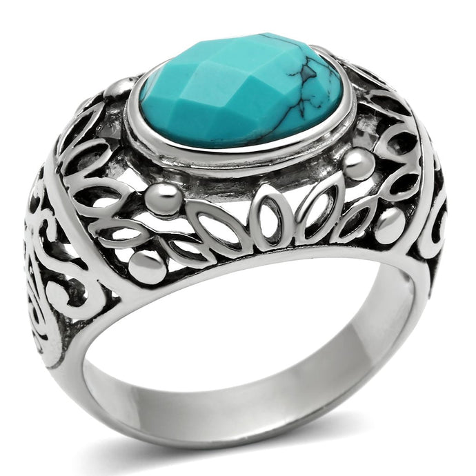 Men's Turquoise Stainless Steel Ring Official Gemz