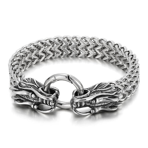 Mens Double Dragon Chain Bracelet Official Gemz