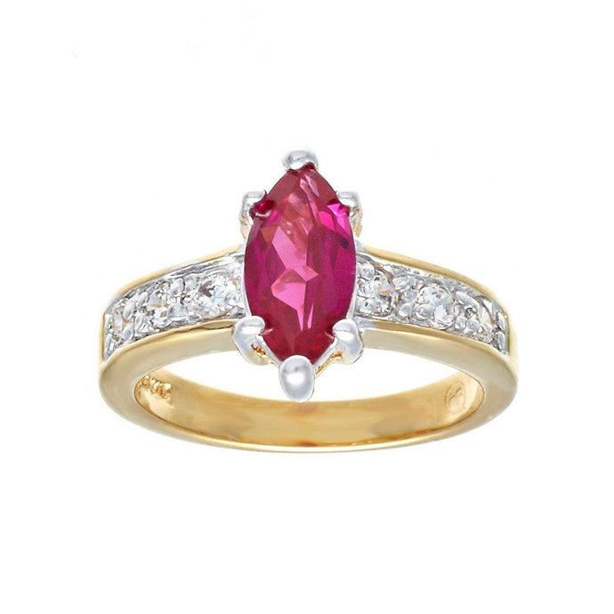 Solitaire Ruby Marquise Gold Statement Ring