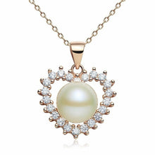 Load image into Gallery viewer, Sterling Silver Necklace / Pearl Heart Rose Gold Studded Necklace - Official Gemz
