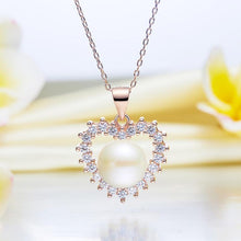 Load image into Gallery viewer, Sterling Silver Necklace / Pearl Heart Rose Gold Studded Necklace - Official Gemz
