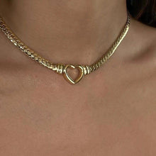 Load image into Gallery viewer, Titanium Steel Cuban chain heart necklace 18K gold-plated
